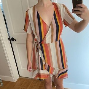 Never worn short sleeve striped mini dress